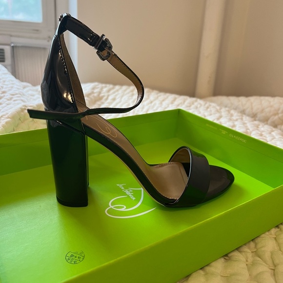 Sam Edelman Black Patent Block Heel Sandals Yaro Women’s Evening shoe NEVER WORN - Picture 4 of 8